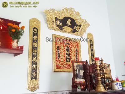 Bộ Cuốn Thư Câu Đối Bằng Đồng Vàng 1m55 Lắp Tại Long An
