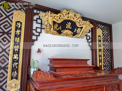 Bộ Cuốn Thư Câu Đối Bằng Đồng 1m76 Mạ Vàng 24k Lắp Tại Quận 8
