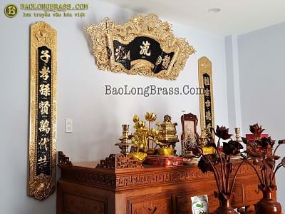 Bộ Cuốn Thư Câu Đối Bằng Đồng Nền Đen 1m76 Mạ Vàng 24k tại Sài Gòn TPHCM