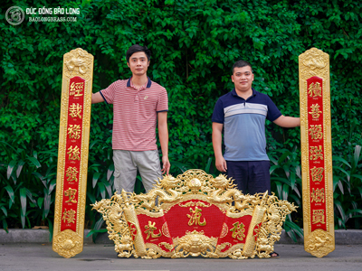 Bộ Cuốn Thư Câu Đối Đức Lưu Quang Bằng Đồng Mạ Vàng Chuẩn 24k Cao Cấp tại Sài Gòn TPHCM