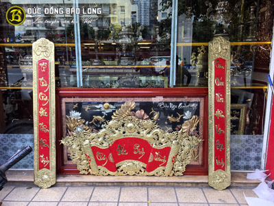 Bộ Cuốn Thư Câu Đối Công Đức Sinh Thành Bằng Đồng Vàng 1m76 tại Sài Gòn TPHCM