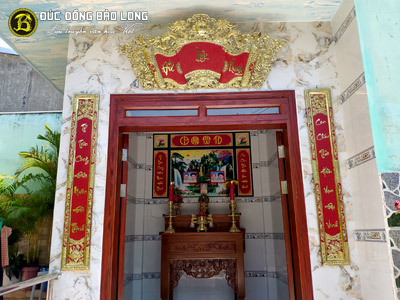 Bộ Cuốn Thư Câu Đối Đức Lưu Quang Bằng Đồng Vàng 1m55 Lắp Đặt Cho Khách Sài Gòn