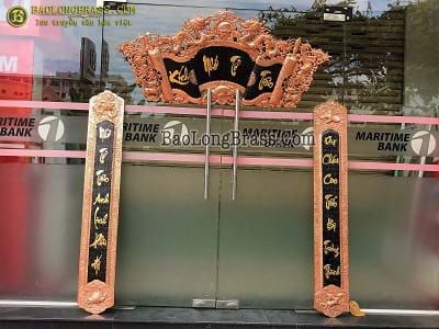 Bộ Cuốn Thư Câu Đối Bằng Đồng Đỏ 1m55 Chữ Dát Vàng 9999 tại Sài Gòn TPHCM