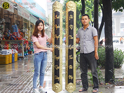 Đôi Câu Đối Ốp Cột Bằng Đồng 1m97 Hàng Đặt