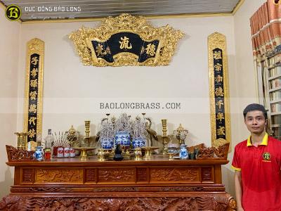 Bộ Cuốn Thư Câu Đối Bằng Đồng Vàng Mạ Vàng 24k Lắp Tại Vĩnh Yên
