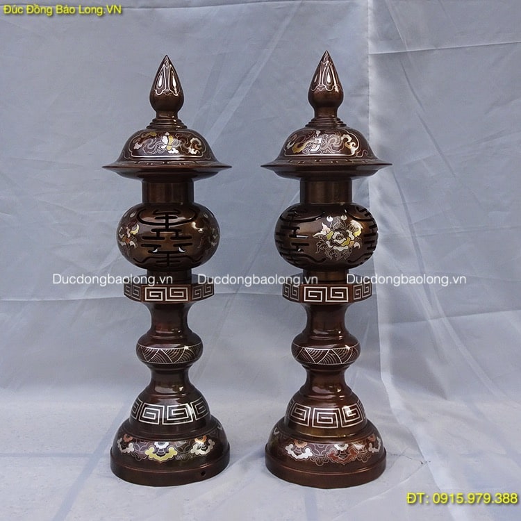 Đèn Thờ Gia Tiên khảm tam khí cao 60cm ở Sài Gòn TPHCM