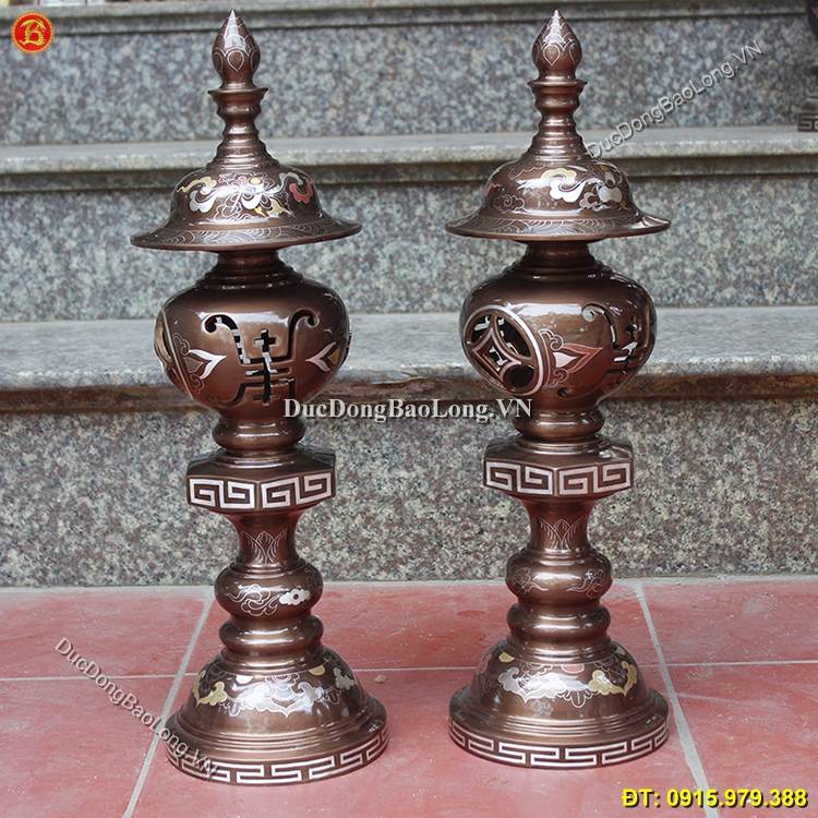 Đèn Đồng Khảm Ngũ Sắc Thờ Cúng ở Sài Gòn TPHCM