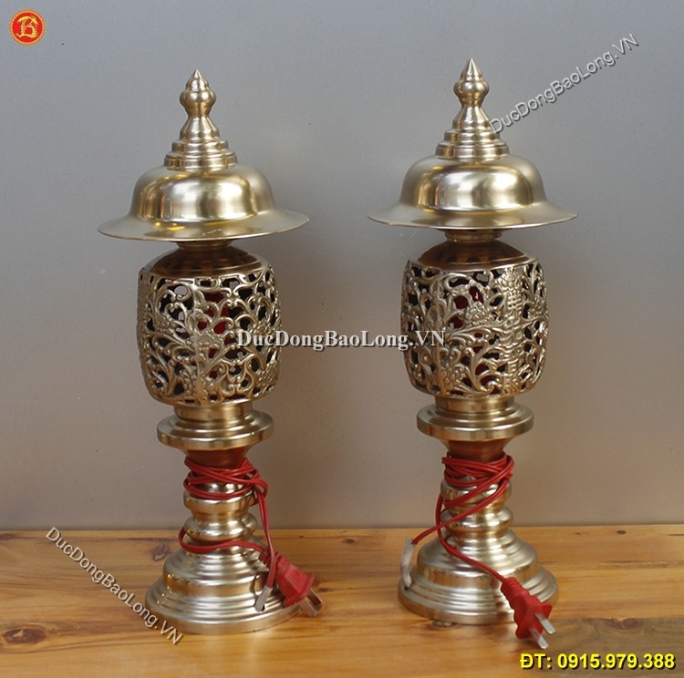 Đèn Thờ Bằng Đồng Thau Cao 37cm Thờ Cúng ở Sài Gòn TPHCM