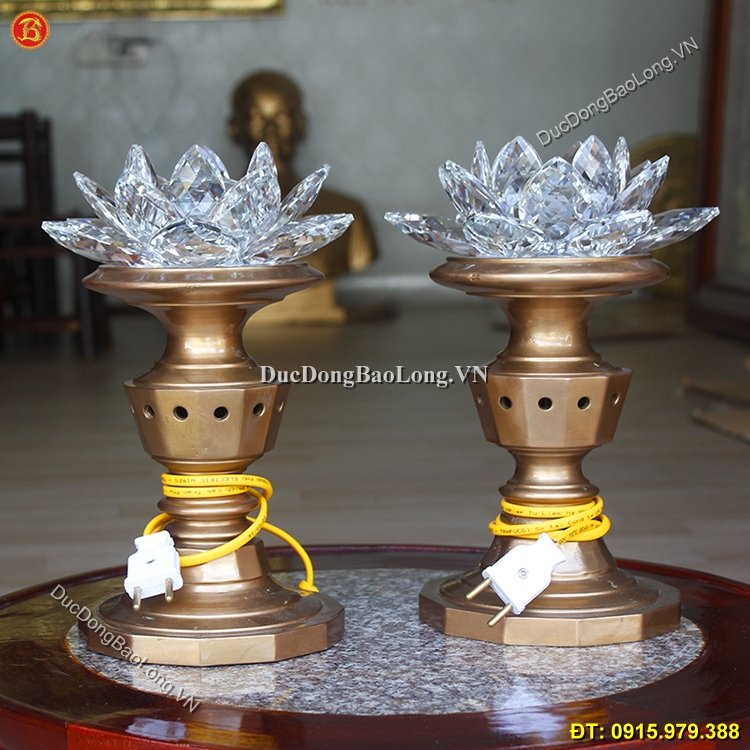 Đèn Đồng Hoa Sen Thờ Cúng 30cm ở Sài Gòn TPHCM