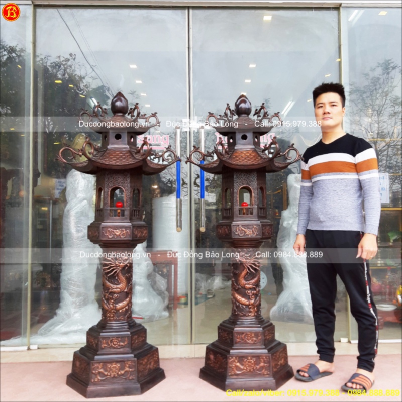 Đèn Thờ Mái Chùa bằng đồng cao 1m6 ở Sài Gòn TPHCM