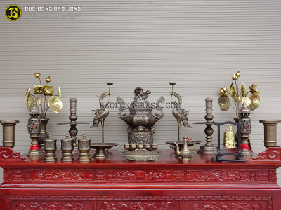 Bộ Đồ Thờ Bằng Đồng Đầy Đủ Đỉnh Bát Giác Hạ Màu Thời Gian 50cm ở Sài Gòn TPHCM