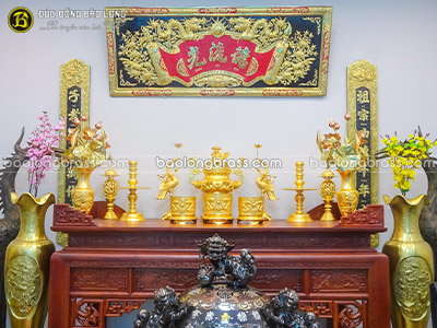 Bộ Đồ Thờ Bằng Đồng Thau Dát Vàng 9999 Bộ 60cm ở Sài Gòn TPHCM