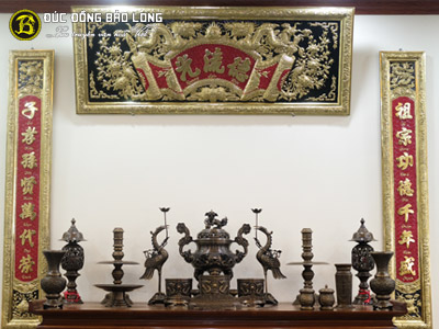 Bộ Đồ Thờ Bằng Đồng Đầy Đủ Đỉnh Long Phụng Màu Trầm Cổ Bộ 60cm ở Sài Gòn TPHCM