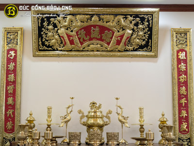 Bộ Đồ Thờ Bằng Đồng Thau Bộ Đầy Đủ ĐỈnh Dơi Phúc Màu Vàng Mộc Bộ 60cm ở Sài Gòn TPHCM