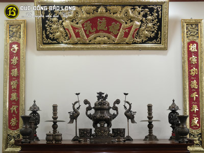 Bộ Đồ Thờ Bằng Đồng Thau Bộ Đầy Đủ Đỉnh Dơi Tiền Màu Trầm Cổ Bộ 60cm ở Sài Gòn TPHCM