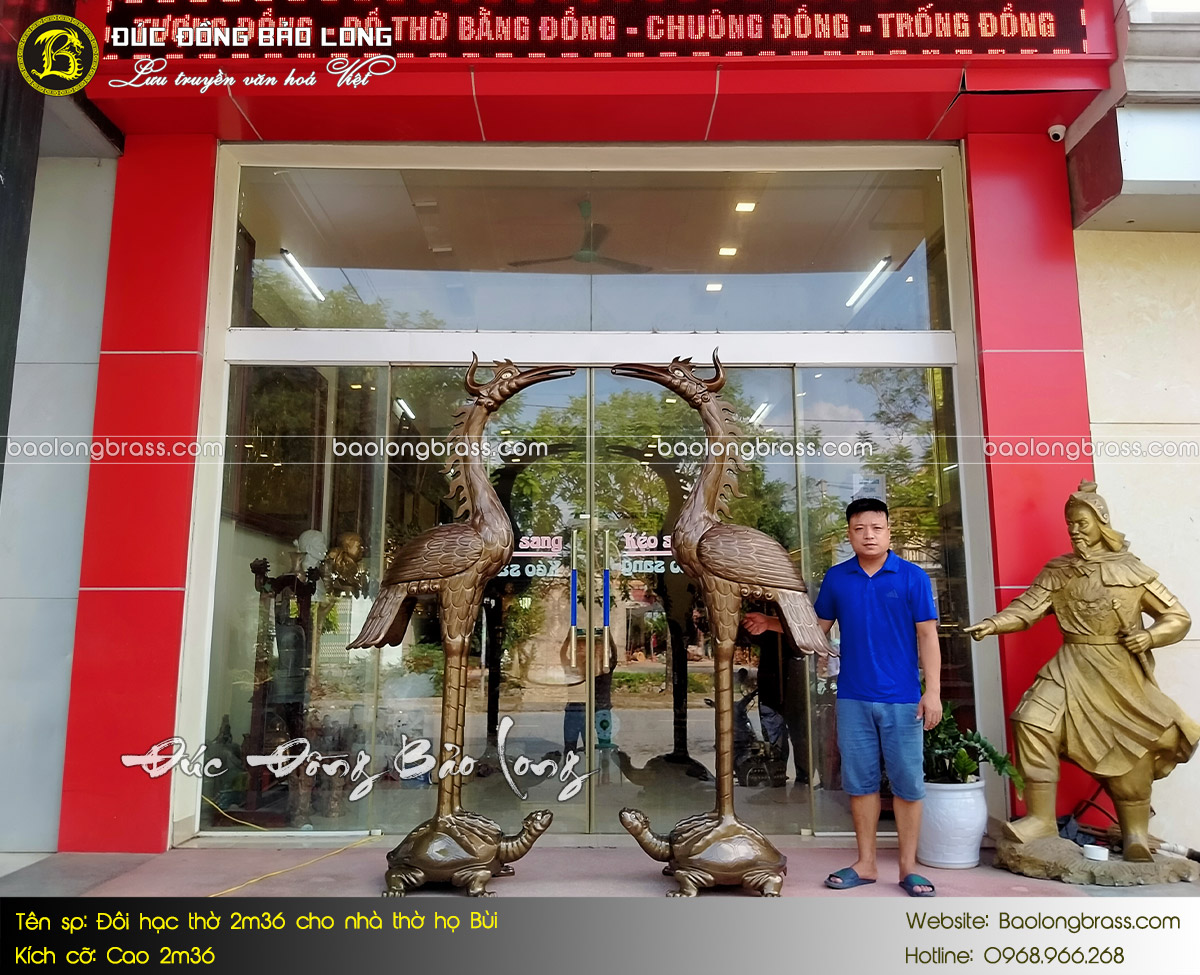Đôi Hạc Thờ Bằng Đồng 2m36 Cho Nhà Thờ Họ Bùi