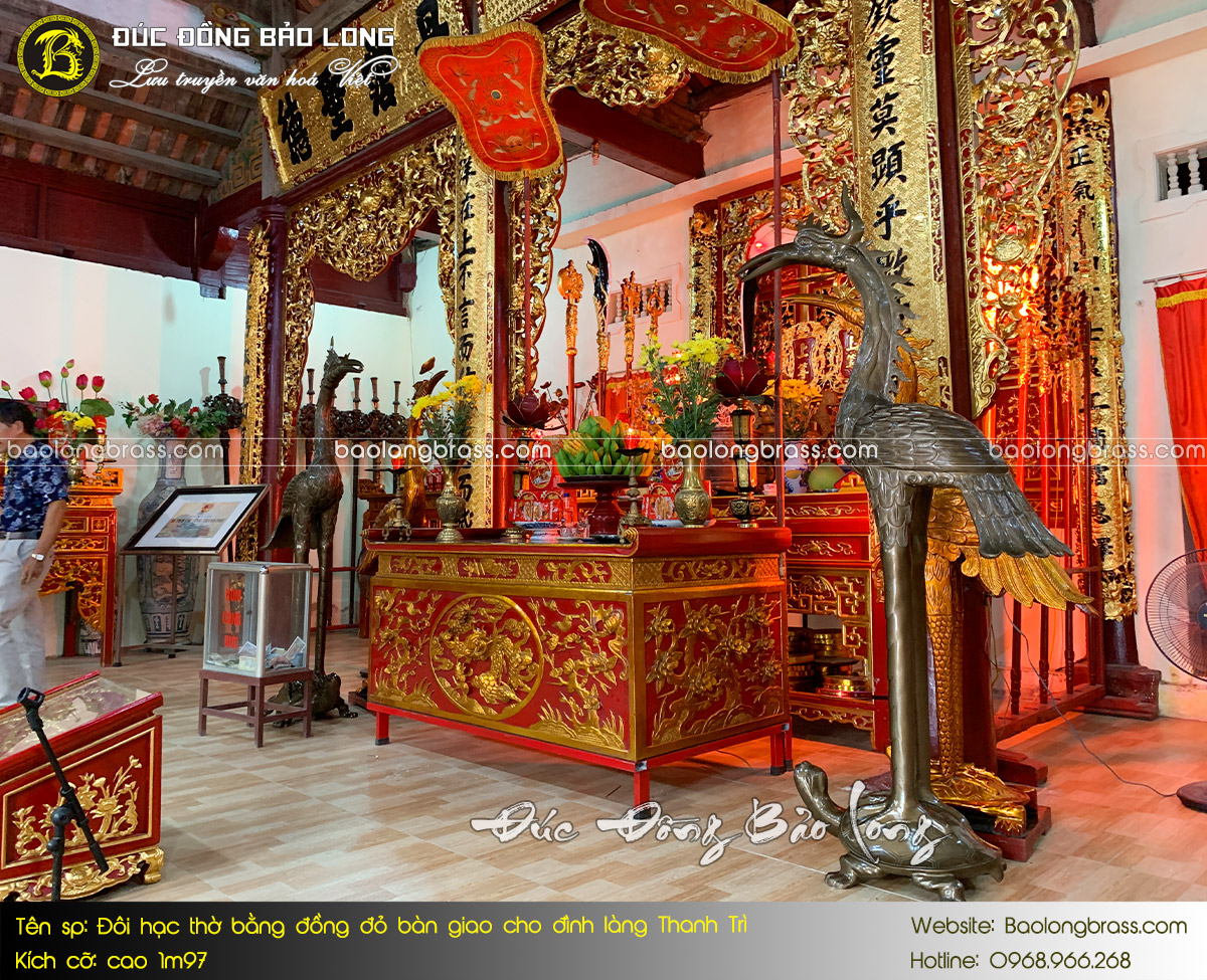 Đôi Hạc Thờ Bằng Đồng Cao 1m97 Bàn Giao Cho Đình Làng Thanh Trì