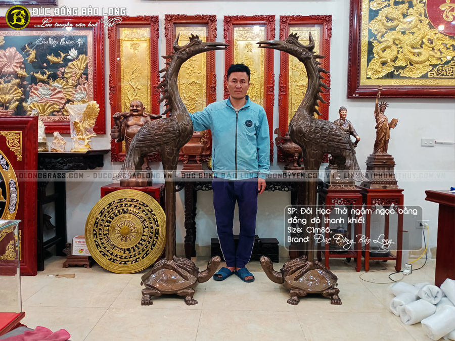 Hạc Thờ Bằng Đồng Đỏ Cao 1m86 ở Sài Gòn TPHCM