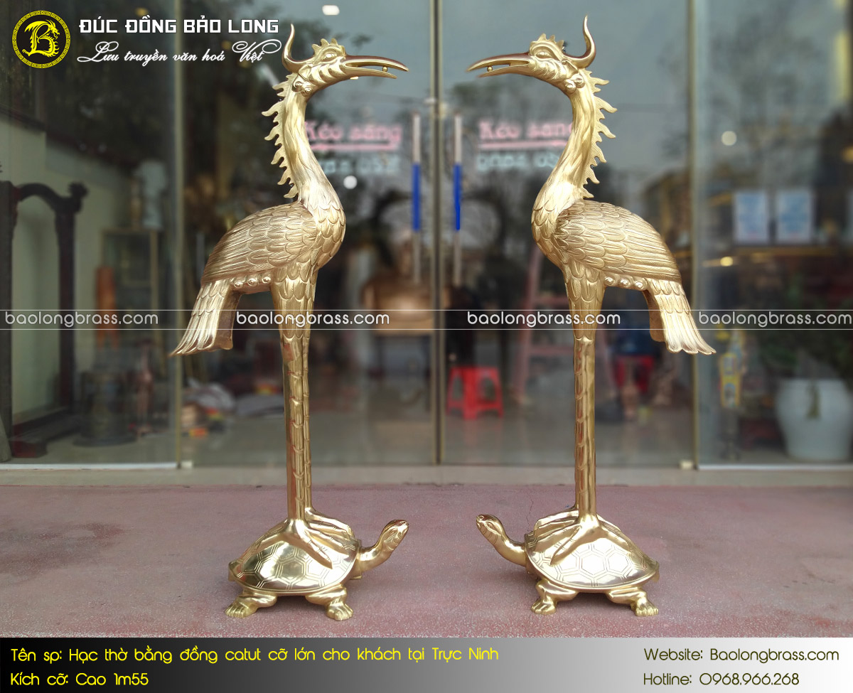 Hạc Thờ Bằng Đồng Catut Cao 1m55 Cho Khách Hàng Tại Trực Ninh
