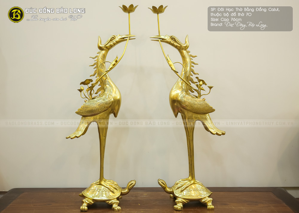 Hạc Thờ Bằng Đồng Catut Bộ 70cm ở Sài Gòn TPHCM
