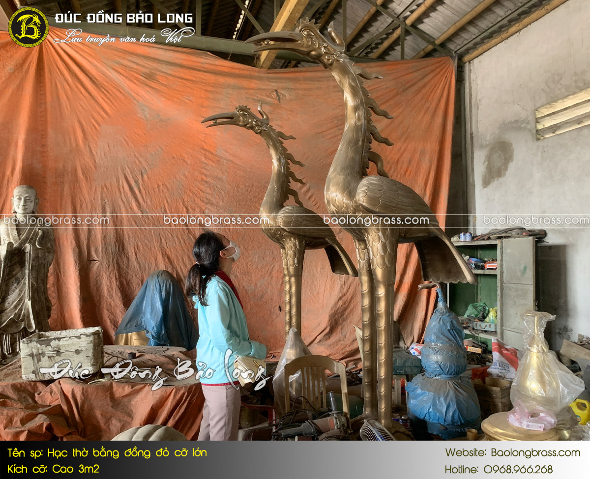 Hạc Thờ Bằng Đồng Đỏ Cỡ Lớn Cao 3m2 ở Sài Gòn TPHCM