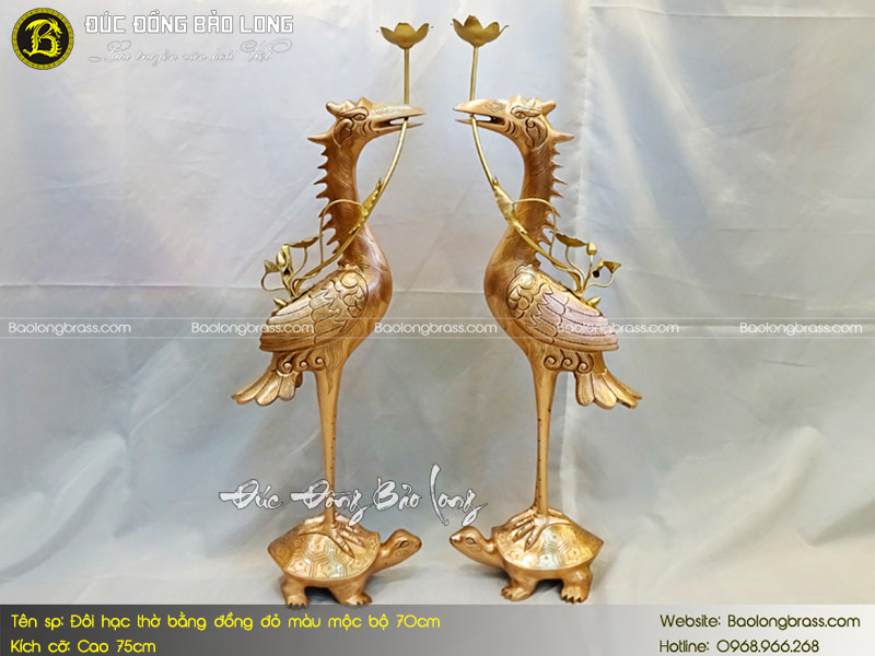 Hạc Thờ Bằng Đồng Đỏ Màu Mộc 70cm ở Sài Gòn TPHCM