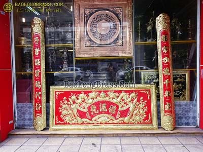 Bộ Hoành Phi 1m97 - Câu Đối Ốp Cột 2m17 Bằng Đồng Vàng ở Sài Gòn TPHCM