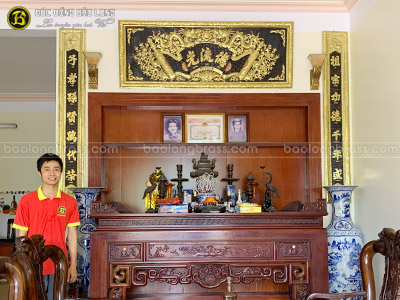 Bộ Hoành Phi Câu Đối Bằng Đồng 1m97 Lắp Tại Thái Nguyên