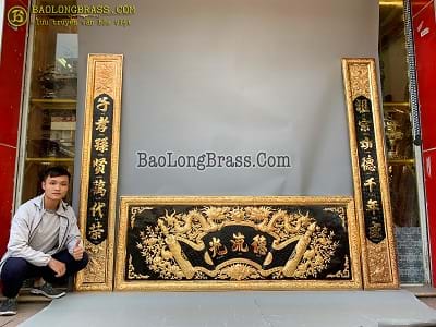 Bộ Hoành Phi Câu Đối Bằng Đồng 1m97 Mạ Vàng 24k ở Sài Gòn TPHCM