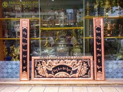 Bộ Hoành Phi Câu Đối Uống Nước Nhớ Nguồn Bằng Đồng Đỏ 1m55 ở Sài Gòn TPHCM