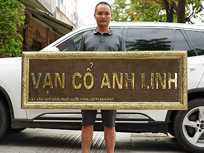 Bộ Đại Tự Câu Đối Bằng Đồng Vàng Hun Giả Cổ 1m55 Đẹp ở Sài Gòn TPHCM