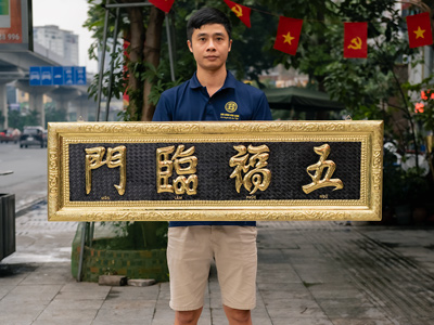 Đại Tự Ngũ Phúc Lâm Môn Chữ Nho Bằng Đồng Kích Thước 1m33 ở Sài Gòn TPHCM