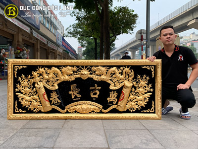 Tấm Hoành Phi Vạn Cổ Trường Xuân Bằng Đồng Vàng Mạ Vàng 24k Khổ 1m76 x 61cm ở Sài Gòn TPHCM