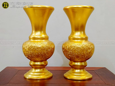 Lọ Cắm Hoa Bằng Đồng Thau Dát Vàng 9999 Cao 30cm tại Sài Gòn TPHCM