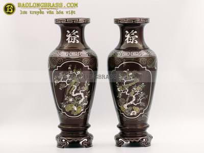 Lọ Hoa Bằng Đồng Khảm Tam Khí Cao 42cm tại Sài Gòn TPHCM