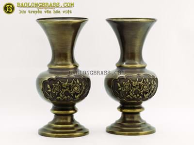 Lọ Hoa Bằng Đồng Thau Màu Giả Cổ Cao 23cm (giá lẻ) tại Sài Gòn TPHCM