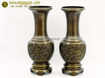 Lọ Hoa Bằng Đồng Thau Màu Giả Cổ Cao 36cm (giá lẻ) tại Sài Gòn TPHCM