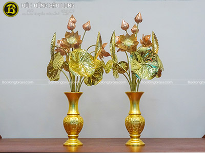 Lọ Hoa Bát Tiên Bằng Đồng Thau Dát Vàng 9999 cao 30cm tại Sài Gòn TPHCM
