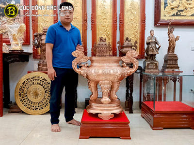 Lư Hương Đồng Cắm Nhang Mẫu Dơi Thọ Cao 81cm
