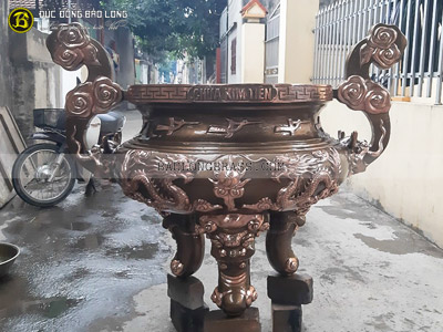 Lư Hương Đồng Rồng Chầu 1m27 Chùa Kim Tiên
