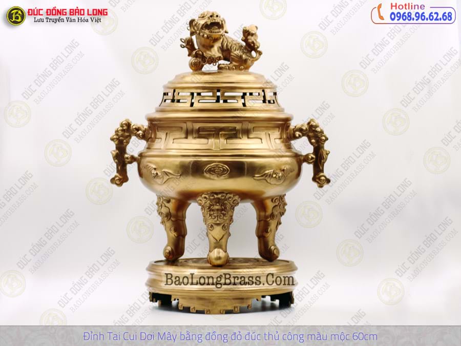 Lư Thờ Tai Cui Dơi Mây Bằng Đồng Đỏ Đúc Thủ Công Màu Mộc 60cm ở Sài Gòn