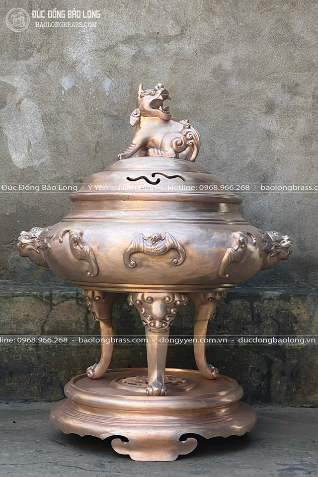 Lư Thờ Dơi Ngũ Phúc Đúc Thủ Công Màu Đồng Trầm Cổ Cao 1m07 ở Sài Gòn