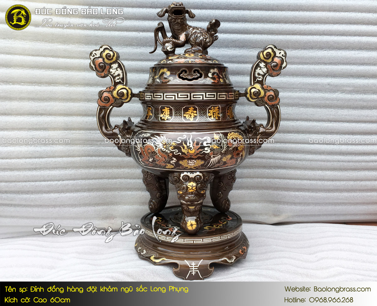 Lư Thờ Hàng Đặt Khảm Ngũ Sắc Long Phụng Cao 60cm ở Sài Gòn