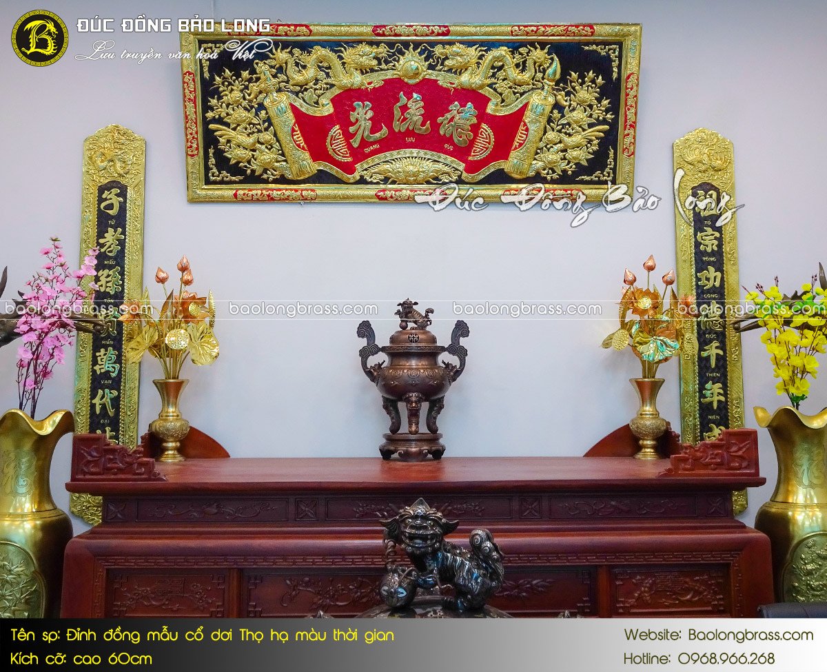 Lư Thờ Mẫu Cổ Dơi Thọ Hạ Màu Thời Gian Cao 60cm ở Sài Gòn