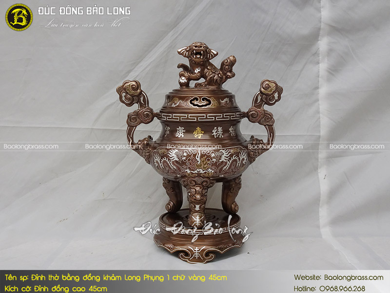 Lư Thờ Cúng Khảm Long Phụng 1 Chữ Vàng 45cm ở Sài Gòn