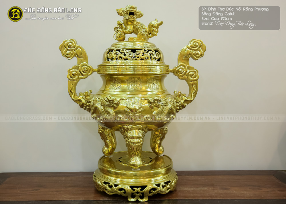Lư Thờ Bằng Đồng Catut Đúc Nổi Long Phụng Bộ 70cm ở Sài Gòn