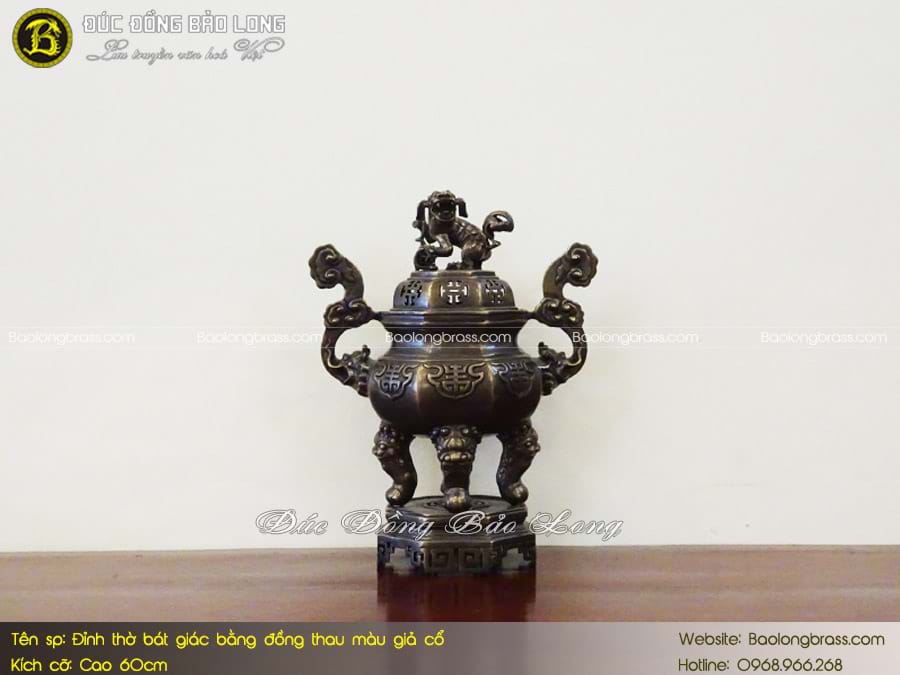 Lư Thờ Bát Giác Bằng Đồng Thau Mau Giả Cổ 60cm ở Sài Gòn