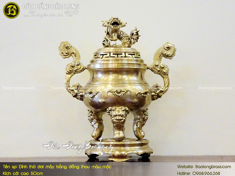 Lư Thờ Dơi Mây Bằng Đồng Thau Màu Mộc 50cm ở Sài Gòn