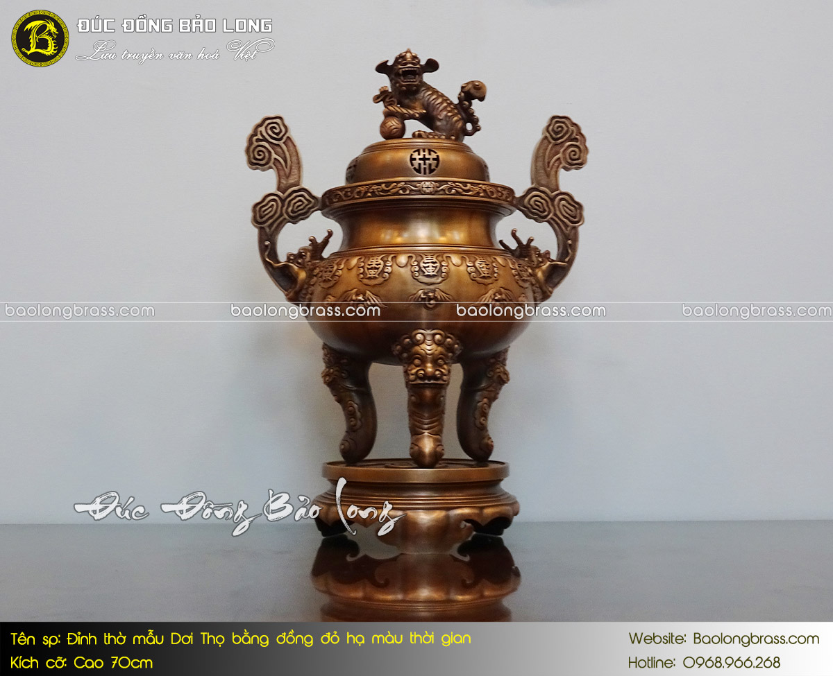 Lư Thờ Mẫu Dơi Thọ Bằng Đồng Đỏ Hạ Màu Thời Gian Cao 70cm ở Sài Gòn