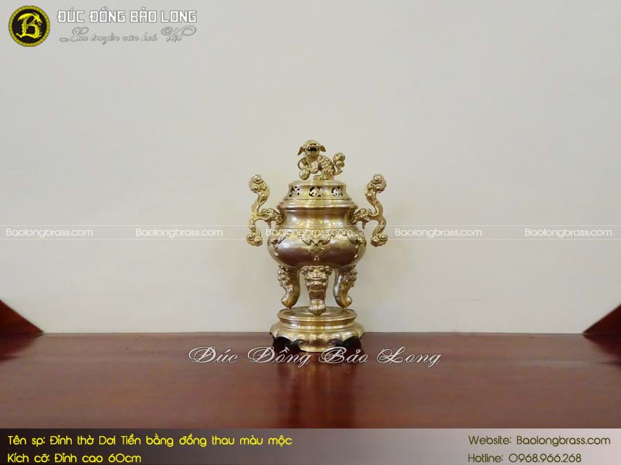 Lư Thờ Dơi Tiền Bằng Đồng Thau Màu Vàng Mộc Cao 60cm ở Sài Gòn